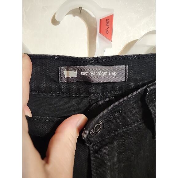 Levi Strauss Jeans Black Women 505 Straight Leg 10L Tag 30/34 Embroidered - Picture 4 of 11